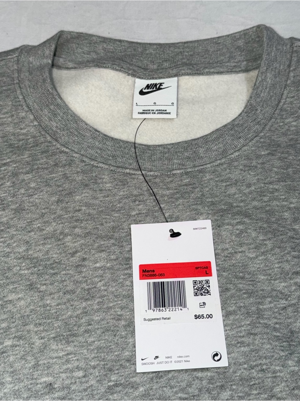 Nike Sportswear Club Fleece Crewneck Sweatshirt Gray Heather Mens NWT BV2662-063 - Picture 3 of 11